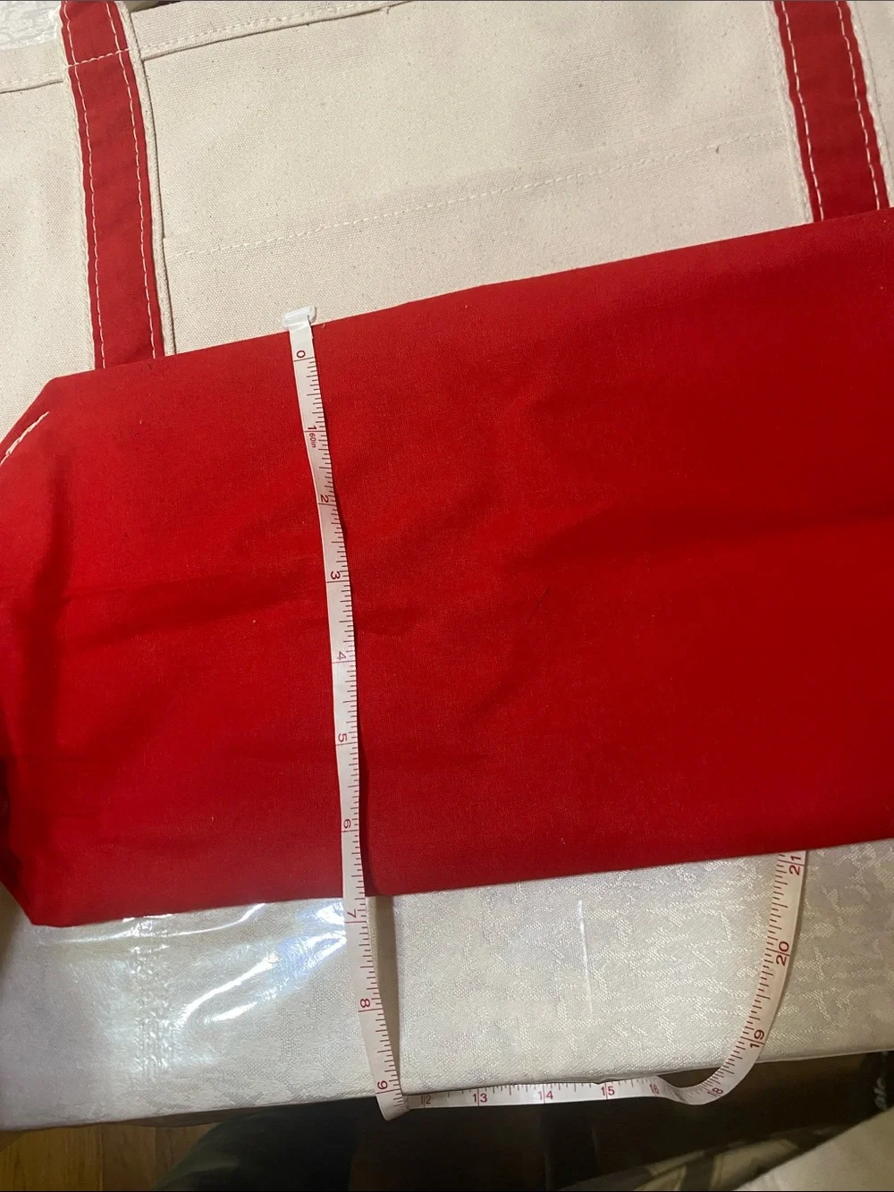 Canvas Tote Bag in Cream and Red unisex open to Offers New